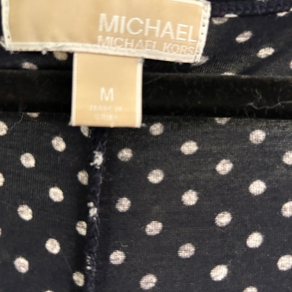 Michael Kors Navy and White Polka Dot Long Sleeve Tee - Picture 2 of 5